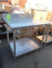 stainless table w/ backsplash & undershelf