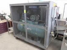 Curtis 15hp air compressor in cage, on casters