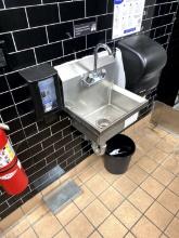 HAND SINK W/ PAPER TOWEL AND SOAP DISPENSER