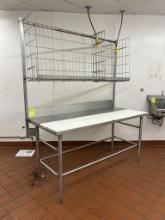 69IN POLYTOP TABLE W/ OVERSHELF