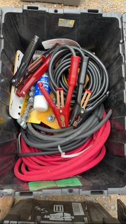 Tote of Misc Cables and Battery Accessories