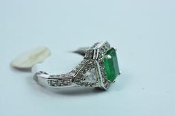 14 KT EMERALD & DIAMOND RING 7.9 GTW, $6500.00 RETAIL VALUE , SIZE 5 3/4