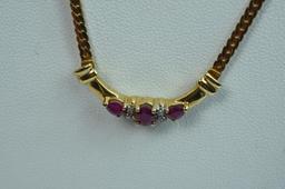 14KT GOLD & RUBY NECKLACE 4.2 GTW, $499.00 RETAIL VALUE