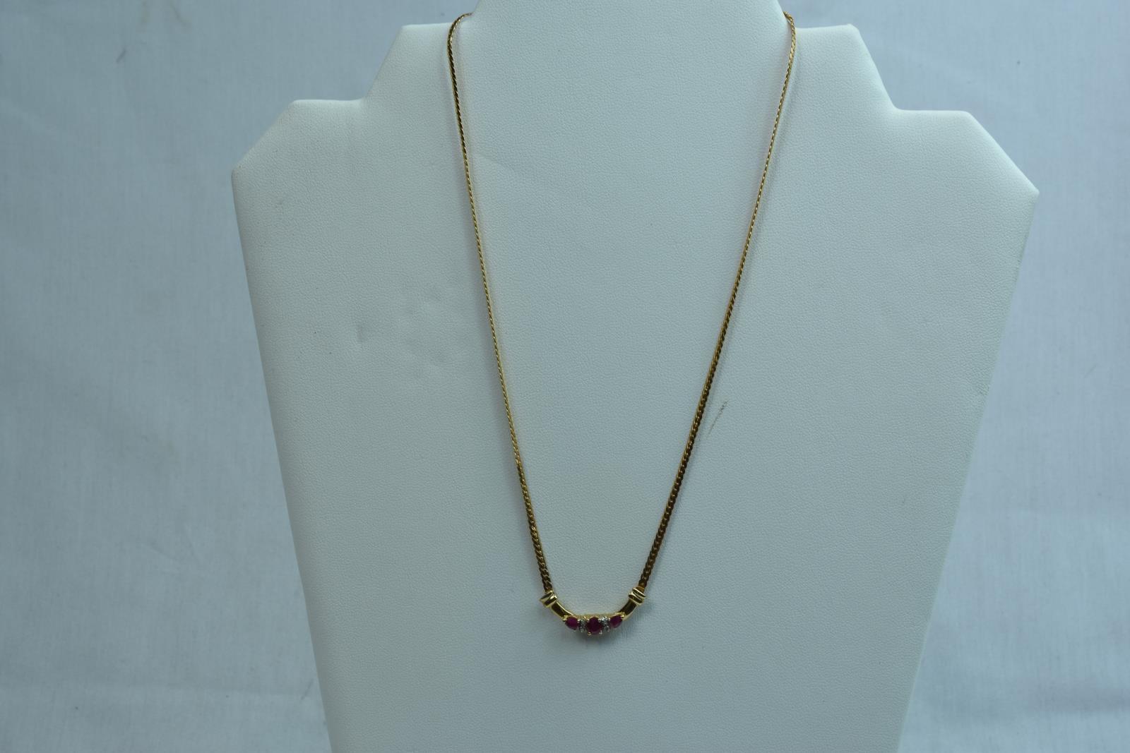 14KT GOLD & RUBY NECKLACE 4.2 GTW, $499.00 RETAIL VALUE