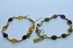 2- 14 KT GOLD MULTI STONE BRACELETS 16.3 GTW, $799.00 RETAIL VALUE