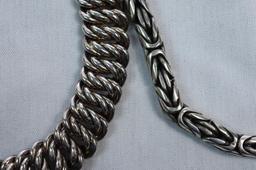 2 STERLING NECKLACES APPROX 210 GRAMS