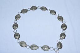 STERLING PANCHO BELT APPROX 325 GRAMS AS IS WITH DINGS & SCRATCHES