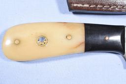 DAMACUS STEEL BONE HANDLE SKINNING KNIFE