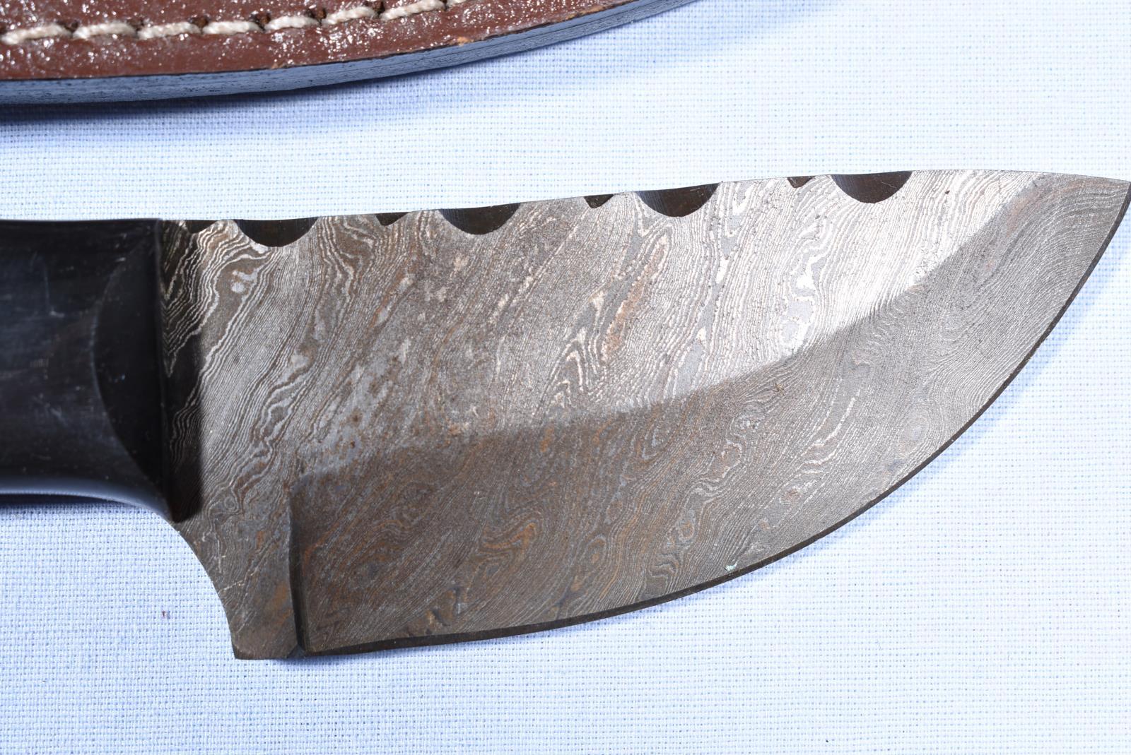 DAMACUS STEEL BONE HANDLE SKINNING KNIFE