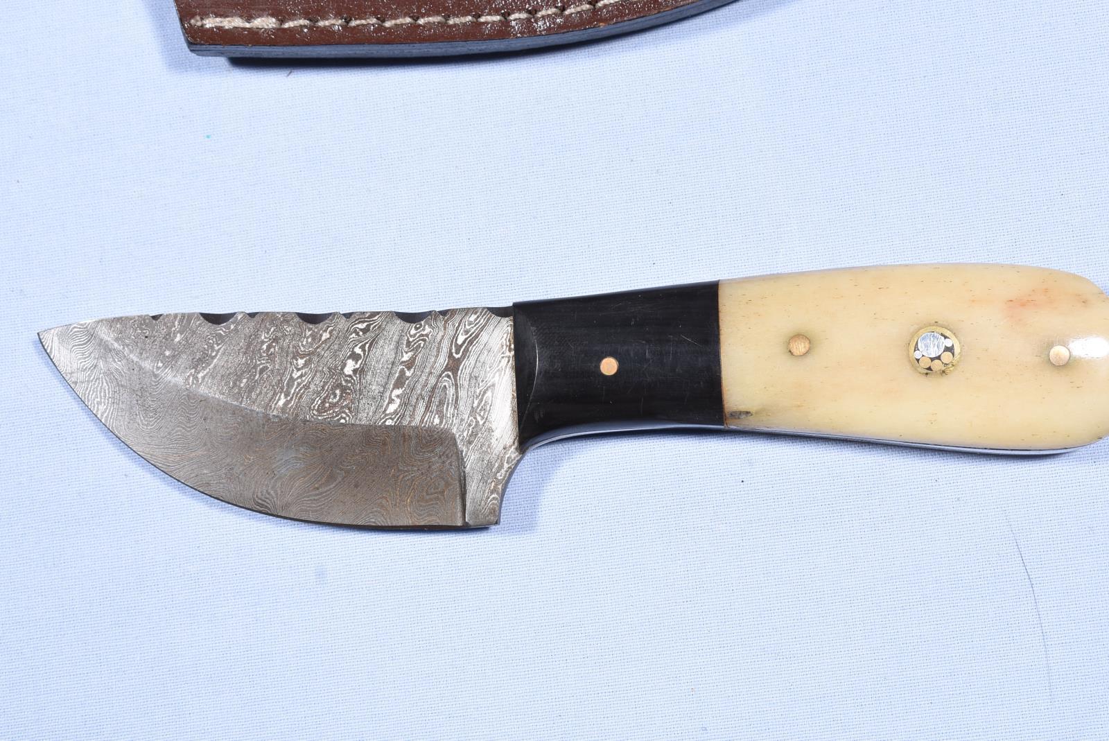DAMACUS STEEL BONE HANDLE SKINNING KNIFE