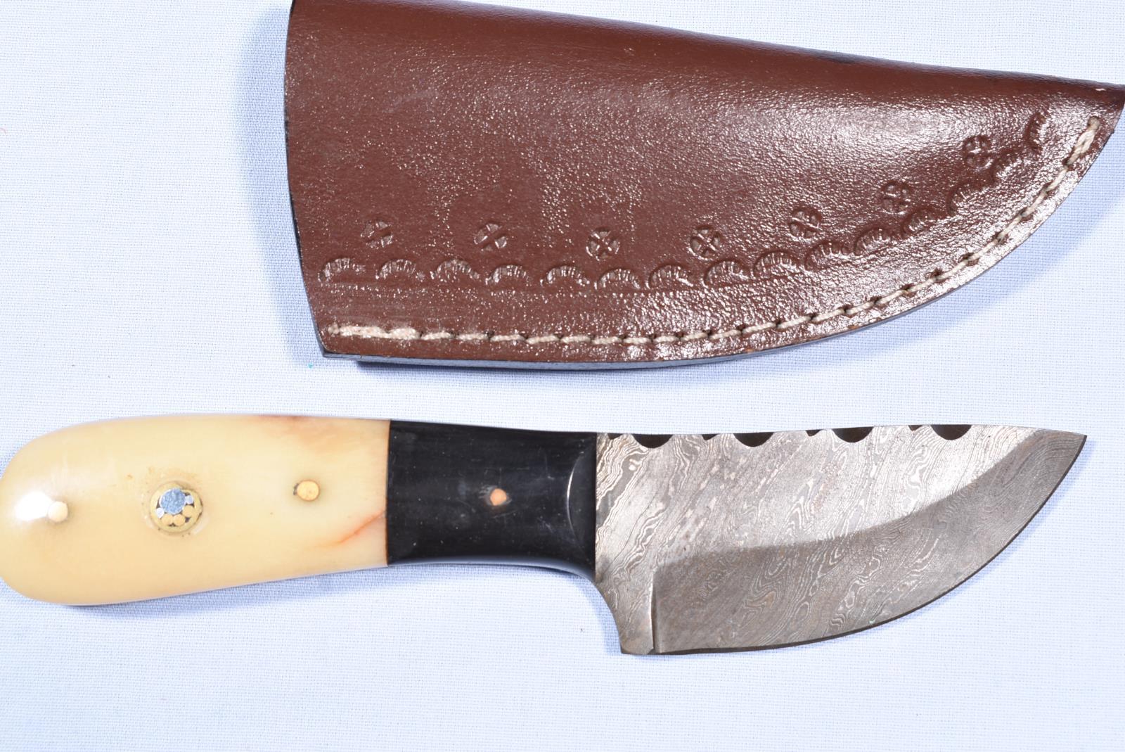 DAMACUS STEEL BONE HANDLE SKINNING KNIFE
