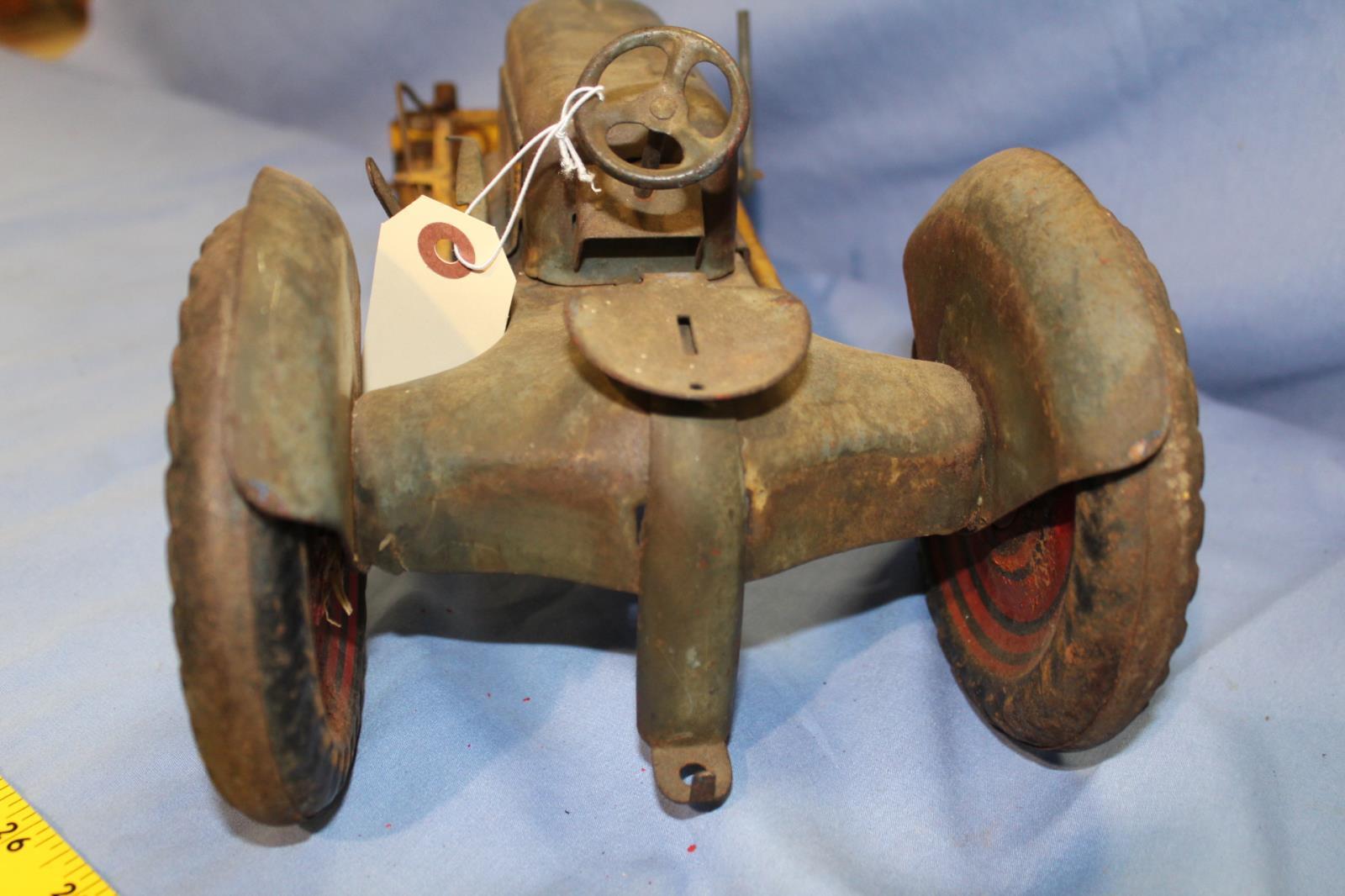 UNKNOWN MAKER STAMPED MEDAL TRACTOR, 16 IN LONG