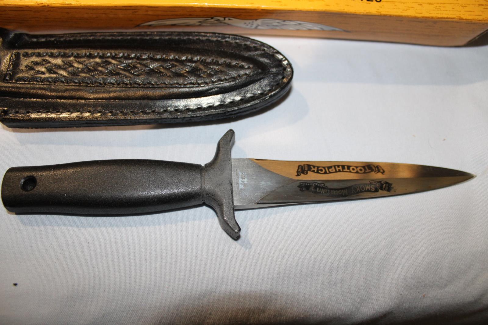 PARKER SMOKING MOUNTAIN TOOTHPICK W/SHEATH & BOX