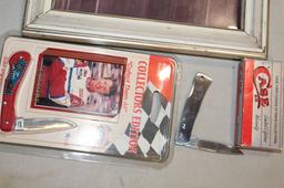 2 CASE BILL ELLIOTT KNIVES WITH PICTURE