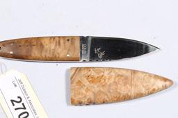 COLT FIXED BLADE KNIFE BURL HANDLES MAGNETIC SHEAH