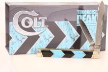 COLT TURQUOISE PEAK INLAY 2 BLADE KNIFE IN BOX