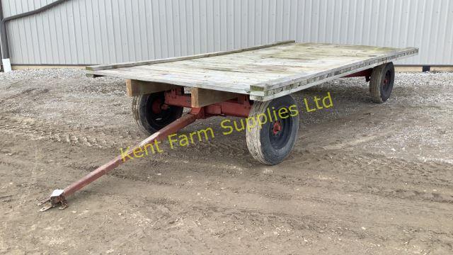 FLAT BED WOODEN WAGON ON 6 TON KASTON RUNNING GEAR