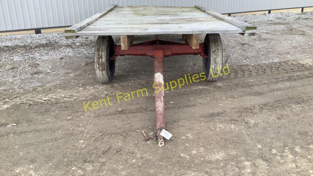 FLAT BED WOODEN WAGON ON 6 TON KASTON RUNNING GEAR