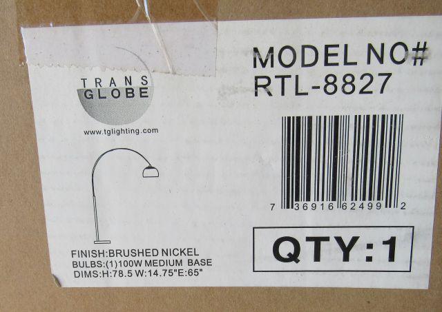 Transglobe brushed nickel floor lamp RTL-8827