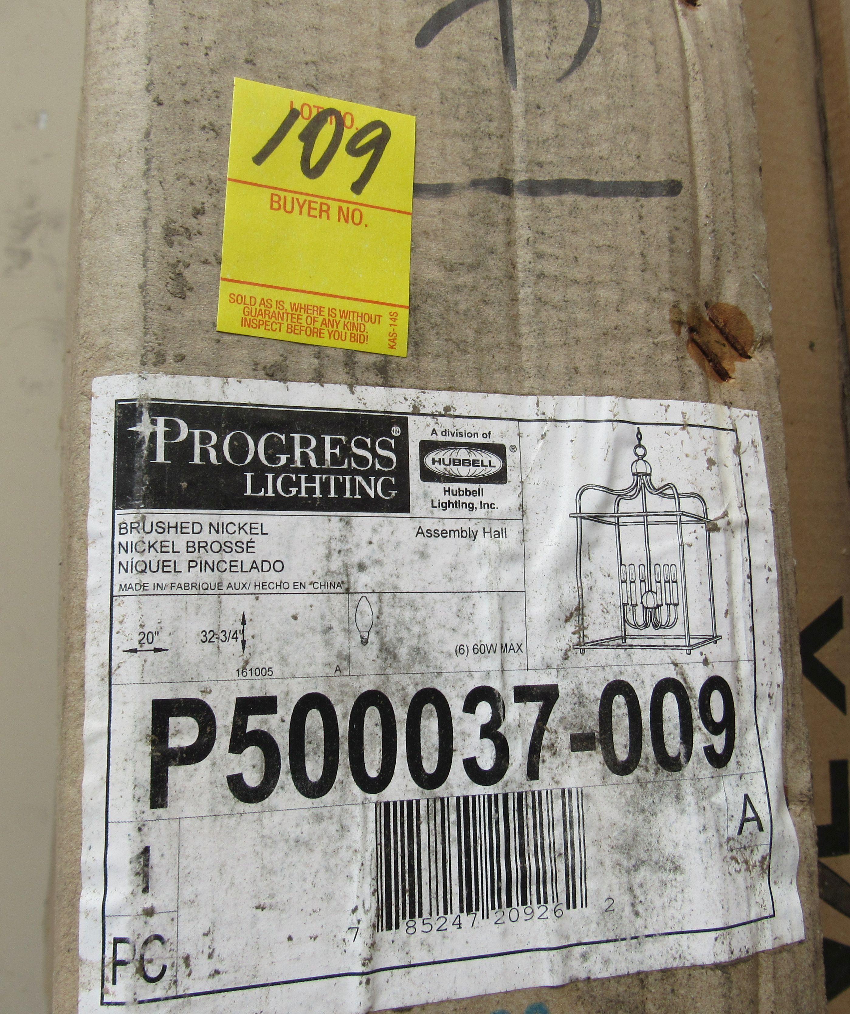 Progress Lighting Chandelier, Brushed Nickel #P500037-009