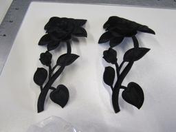 embroidered blcak roses 5" really pretty patches