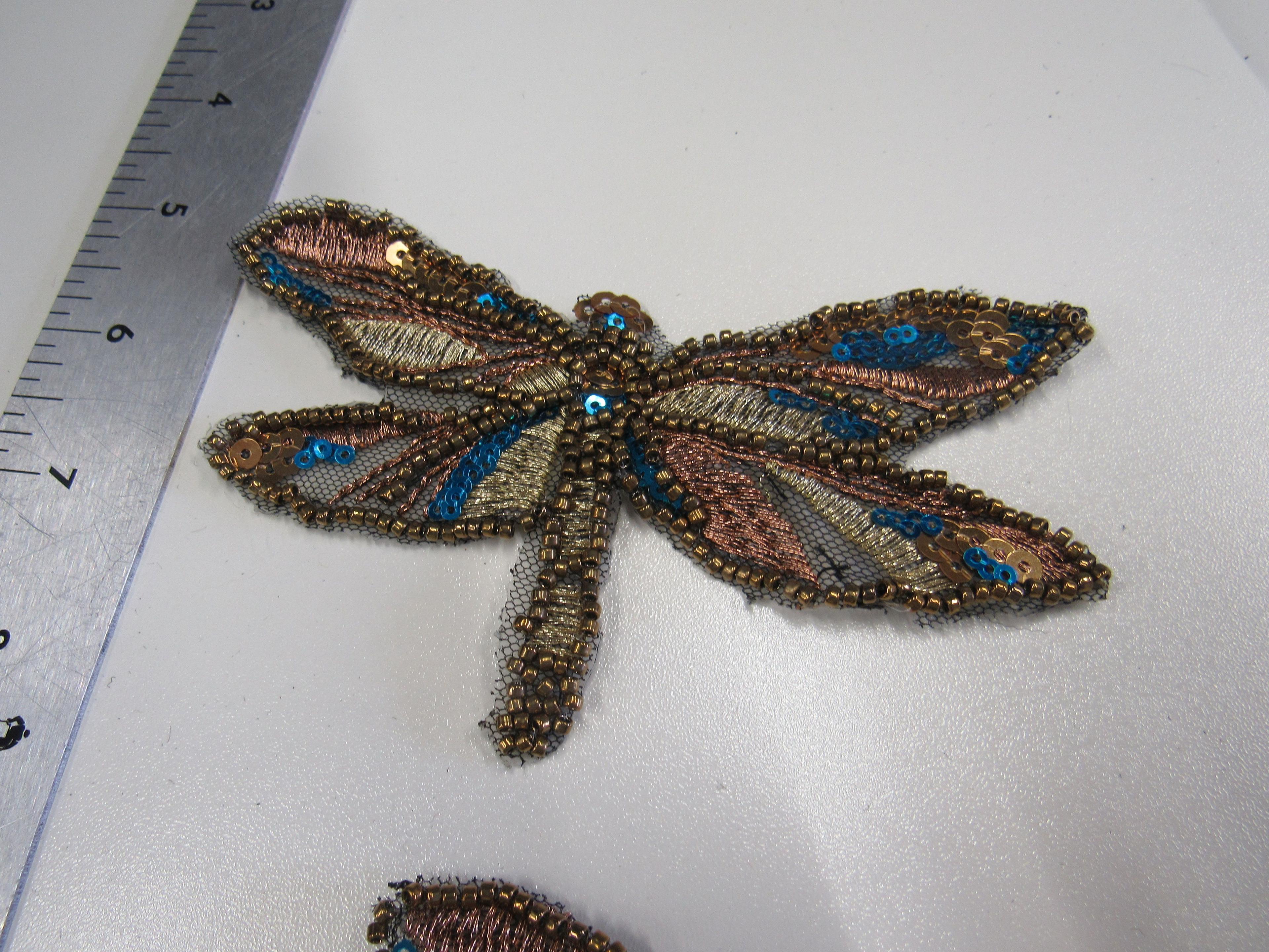 sequin and embroidered dragon flies 5" patches