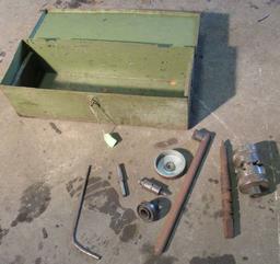 mixed machine tools in metal box