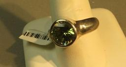 Sterling round clear white cubic zirconia ring size 10 1/4, weight 7.7 g