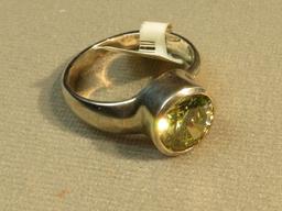 Sterling round clear white cubic zirconia ring size 10 1/4, weight 7.7 g
