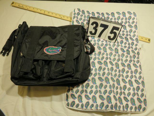 Black diaper bag with Gator liner and embroidered Gator head