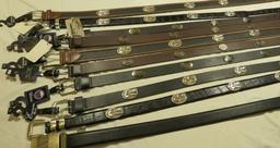 Assorted belts (7) size 32, (2) size 34, (1) adjustable size 32-44