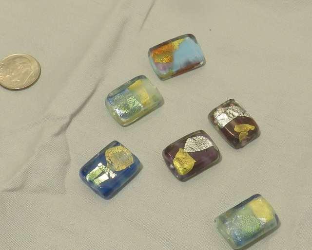 dichroic glass drilled rectangular shaped stones