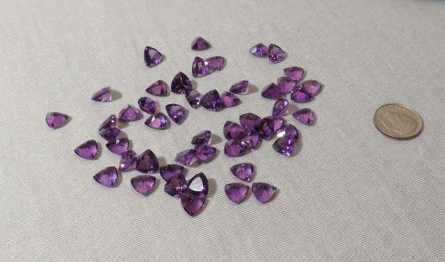 Amethyst Trillion Faceted 8.00mm 1.43cts each