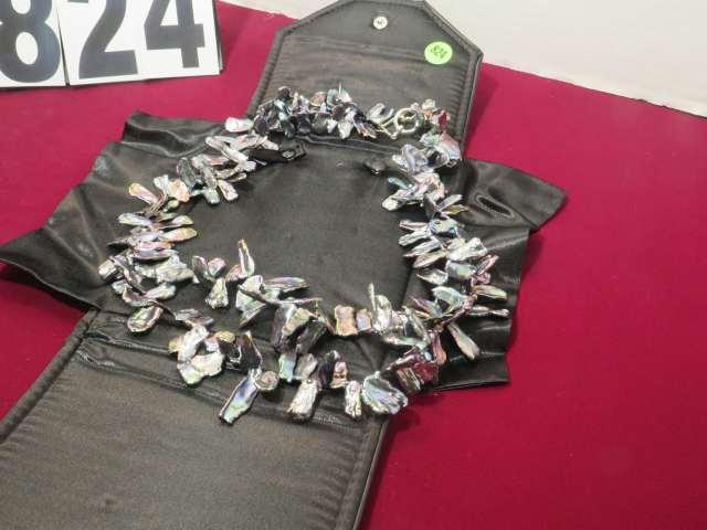25" necklace - 2 strand black Keshi pearls w/silver toggle clasp (presentation case included)