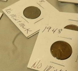 1948 wheat penny - jacketed (9) D, (5) no mint mark