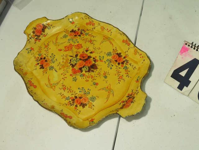 paper mâché hand painted serving tray  11" x 16"