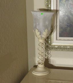 Table lamp with metal base with glass chimney 9" diameter x 23.5" high
