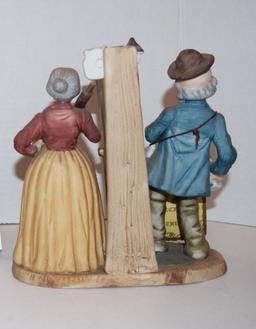 Collectors Edition Arnart Porcelain Old Man And Woman God Bless This Home old man on one side of doo