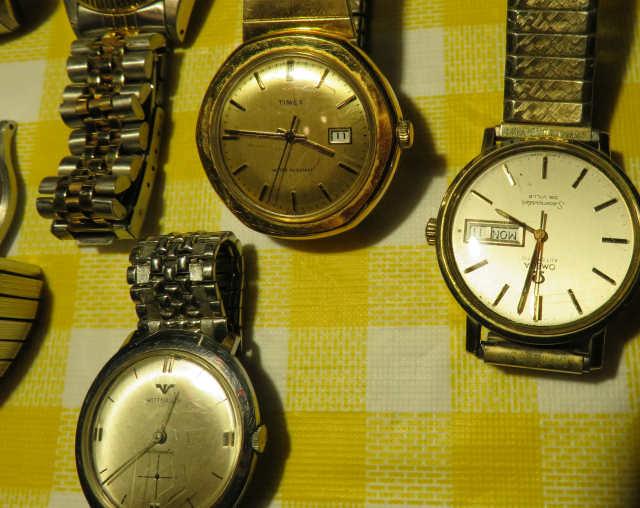 vintage wrist watches - Whitnaur, Timex, Omega