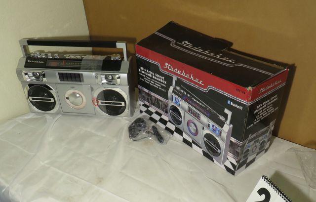 Studebaker portable CD boom box also am fm radio, cassette player recorder (open box)