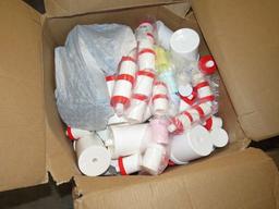 pallet of cases of mixed size  pill bottles and caps, syringes. Capsules, ,