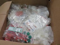 pallet of cases of mixed size  pill bottles and caps, syringes. Capsules, ,