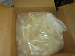 pallet of cases of mixed size  pill bottles and caps, syringes. Capsules, ,