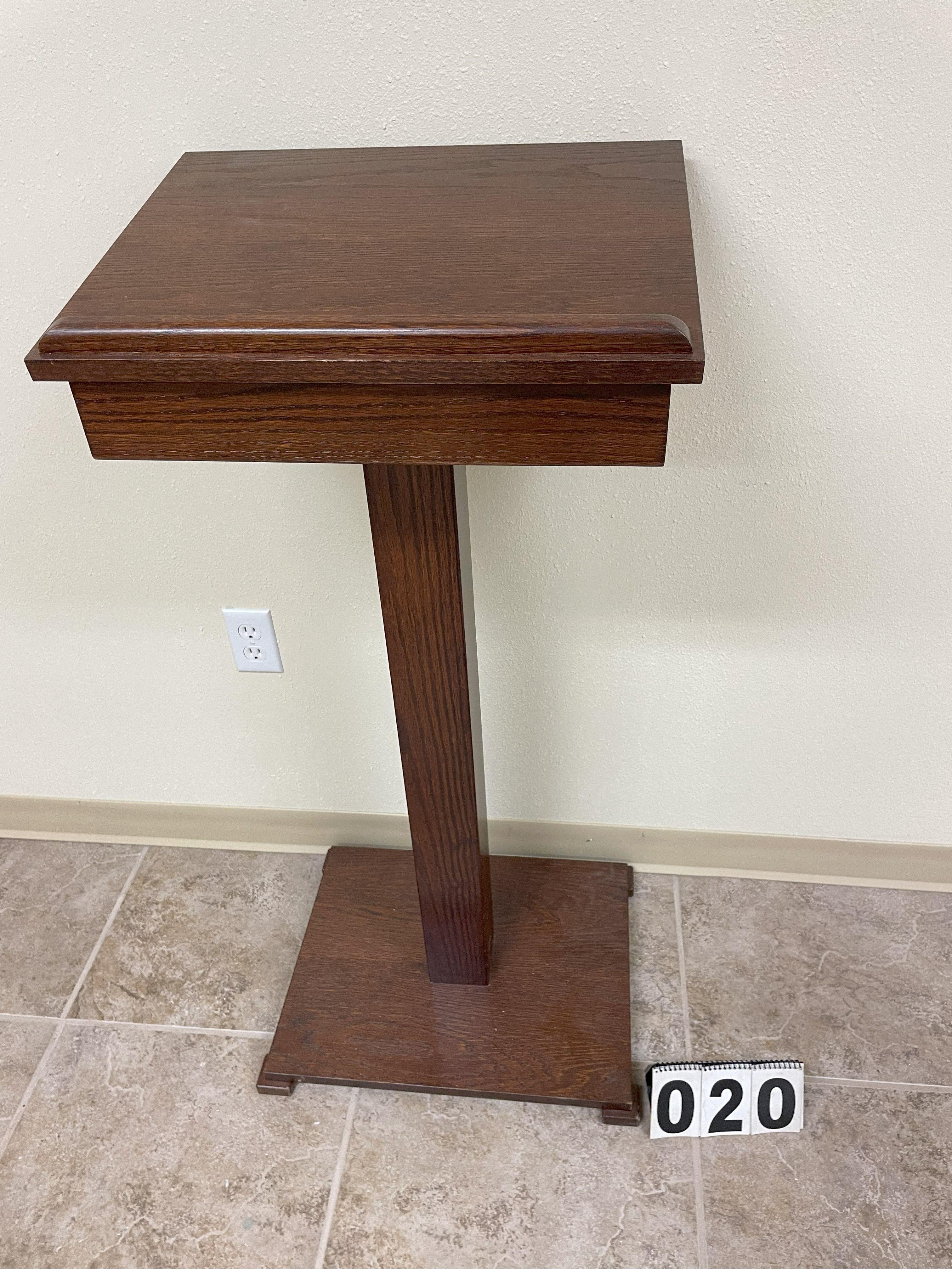 Dark Oak Wood Lectern with Storage