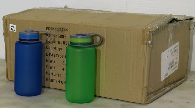 32 Oz Rubber coated Bottles (3 Blue and 15 green)