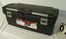 Husky 26" plastic toolbox with wiring supplies