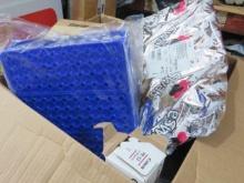 mixed lot including foot brace, swabs, tube trays, Covid supplies