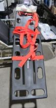 Backboard spine board stretcher with straps and accessories