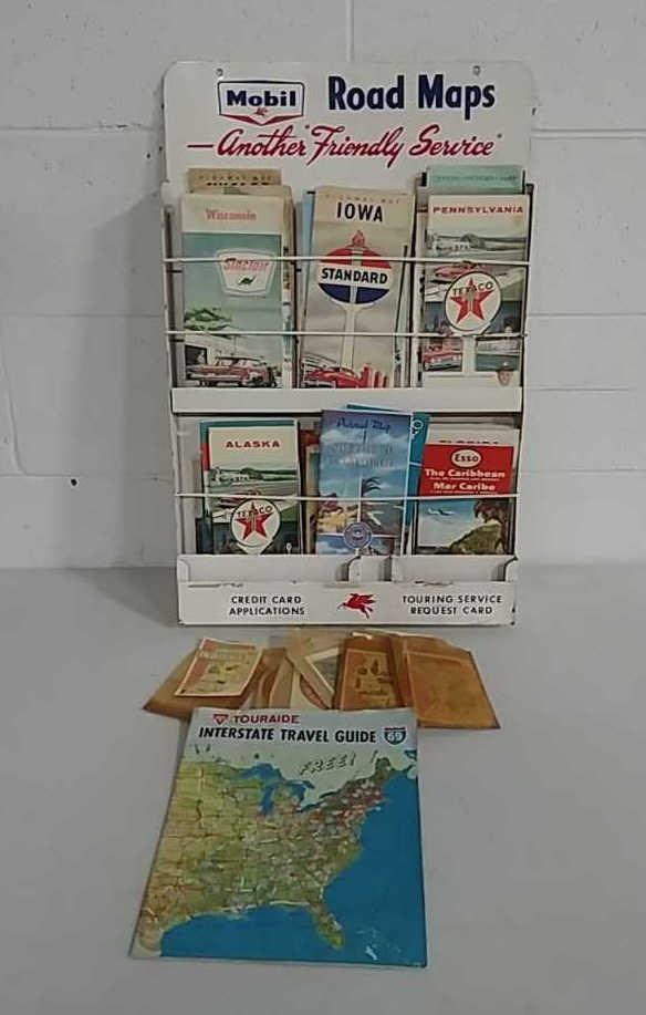 Mobil road map tin display and maps