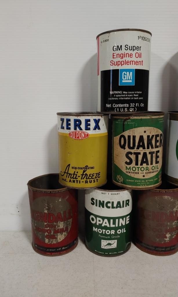 Quart oil/ fluid cans- Sinclair, Kendall, & others